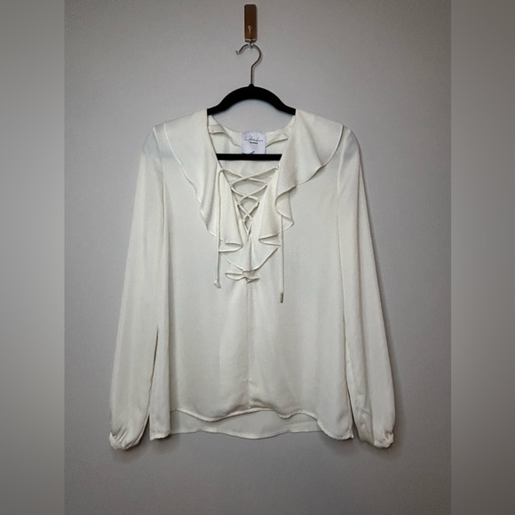 L'Academie Ruffle Boho Blouse Cream Color size XS - Picture 2 of 7